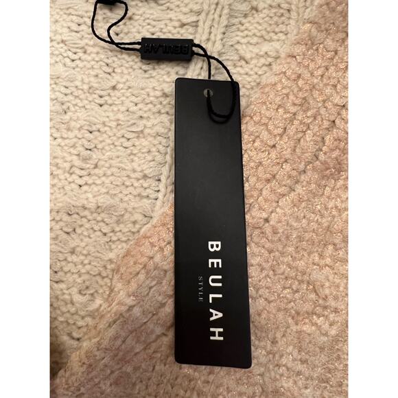 NWT Beulah Style Brielle Champagne Cable Knit Gold Metallic Cardigan Size All - Picture 9 of 14